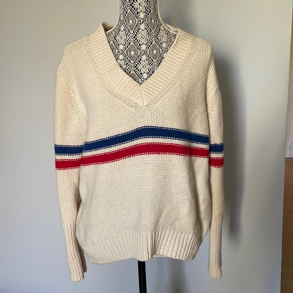Roots Wool Blend V-Neck Knit Sweater
